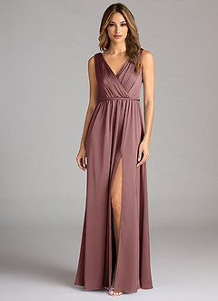 Azazie Tanicia Brautjungfernkleider A-Linie Plissee Stretch-Satin Kleid Vintage Mauve image3