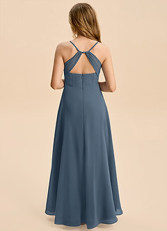 Azazie Gia Junior Abito A-Line in Chiffon Plissettato Blu Nettuno image2