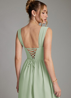 Azazie Caterina Bridesmaid Dresses Dusty Sage A-Line Corset Chiffon Dress image2