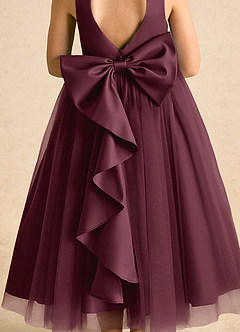 Azazie Solia Flower Girl Dresses Cabernet Ball-Gown Bow Tulle Dress image7
