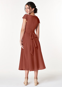 Azazie Payton Junior Auburn A-Line Bow Chiffon Dress image2