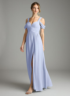 Azazie Lianne Vestidos de damas de honor Vestido de Hielo de Gasa de Corte en A con Vestidos sin tirantes image4