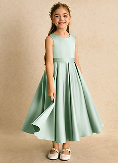 Azazie Junebuj vestidos de niña de las flores Vestido de Agave de Satin Mate de Princesa con Plisado image2