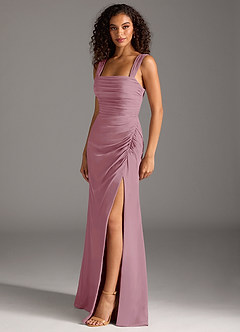 Azazie Jesaphine Bridesmaid Dresses Vintage Mauve Sheath Bow Chiffon Dress image3