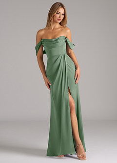 Azazie Johana Bridesmaid Dresses Matcha Mermaid Off the Shoulder Stretch Satin Convertible Dress image1
