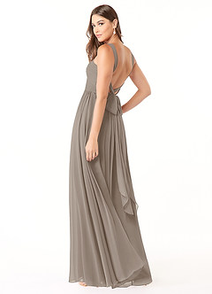 Azazie Dionne Bridesmaid Dresses Taupe A-Line Corset Chiffon Dress image5
