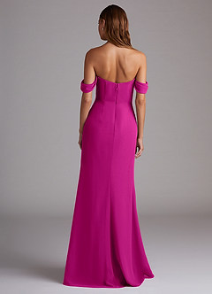 Azazie Saige Vestidos de damas de honor Vestido de Fucsia de Gasa de Corte en A Convertible con Vestidos sin tirantes image7