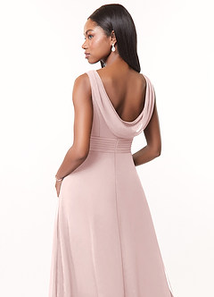 Azazie Karina Brautjungfernkleider A-Linie Plissee Chiffon Kleid Zartrosa image4