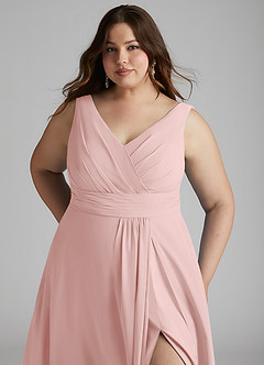 Azazie Karina Bridesmaid Dresses Powder Pink A-Line Pleated Chiffon Dress image11