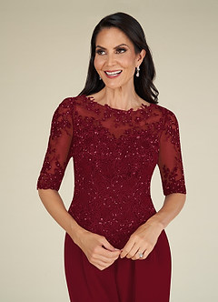 Azazie Florida Mother of the Bride Dresses Burgundy Jumpsuit/Pantsuit Sequins Chiffon Dress image11