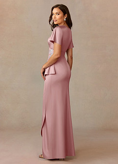 Azazie Robins Final Sale Cabernet A-Line Pleated Stretch Satin Dress image2