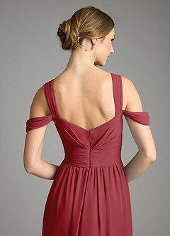 Azazie Lianne Vestidos de damas de honor Vestido de Granada de Gasa de Corte en A con Vestidos sin tirantes image6