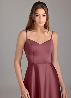 Azazie Marley Brautjungfernkleider Wandelbar A-Linie Schulterfrei Stretch-Satin Kleid Wüstenrose image2