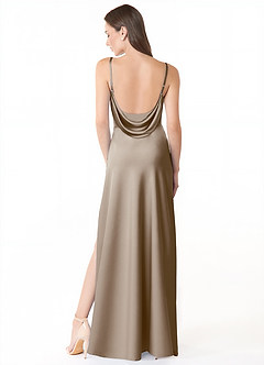 Azazie Alaija Bridesmaid Dresses Frost Mermaid Side Slit Stretch Satin Dress image4
