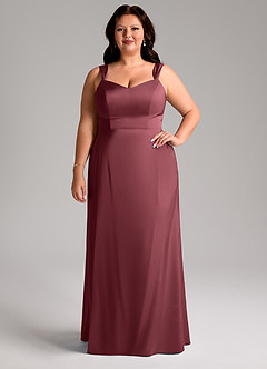 Azazie Denice Bridesmaid Dresses Merlot Sheath Pleated Stretch Satin Dress image8