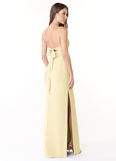 Azazie Mai Bridesmaid Dresses Lemon Sorbet Sheath Pleated Chiffon Dress image4