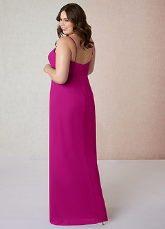Azazie Tayla Bridesmaid Dresses Fuchsia Sheath Square Neckline Chiffon Dress image9