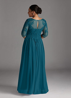 Azazie Harriet Mother of the Bride Dresses Ink Blue A-Line Scoop lace Mesh Dress image11