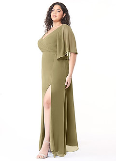 Azazie Cierra Bridesmaid Dresses Moss Green A-Line V-Neck Chiffon Dress image11