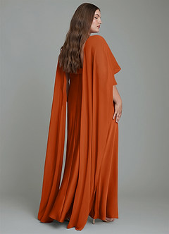 Azazie Stefania Vestidos de damas de honor Vestido Naranja Quemada de Satén Elástico de Línea A image8