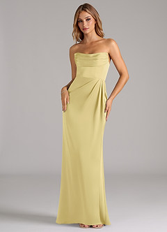 Azazie Johana Vestidos de damas de honor Vestido de Sorbete De Limón de Satén Elástico de Corte Sirena Convertible con Vestidos sin tirantes image5