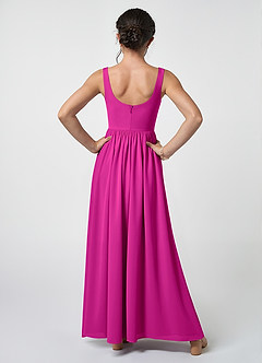 Azazie Keyla Junior A-Linie Plissee Chiffon Kleid Fuchsia image2