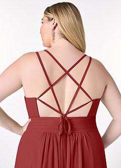 Azazie Farren Bridesmaid Dresses Rust A-Line Pleated Chiffon Convertible Dress image15
