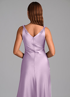 Azazie Nerine Brautjungfernkleider A-Linie Plissee Stretch-Satin Kleid Frostiges Flieder image2