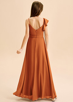 Azazie Kelsea Junior Abito A-Line in Chiffon Increspato Cannella image2