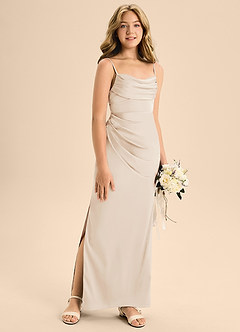Azazie Mai Junior White Alabaster A-Line Sweetheart Neckline Stretch Satin Dress image3