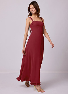 Barbie ♥ Azazie Vestidos de damas de honor Vestido de Granada de Gasa de Corte en A con Plisado image1