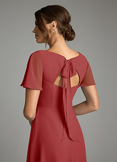 Azazie Kimber Vestidos de damas de honor Vestido de Óxido de Gasa de Corte en A con Manga volante image7