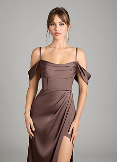 Azazie Johana Vestidos de damas de honor Vestido de Ganache de Satén Elástico de Corte Sirena Convertible con Vestidos sin tirantes image4