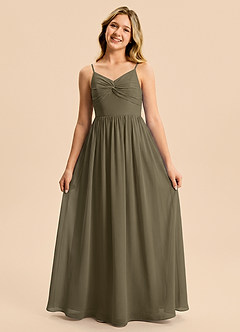 Azazie Zeya Junior Willow Green A-Line Chiffon Dress image5