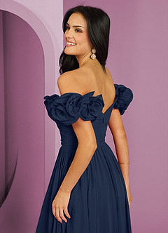 Barbie ♥ Azazie Bridesmaid Dresses Dark Navy A-Line Off the Shoulder Chiffon Convertible Dress image8