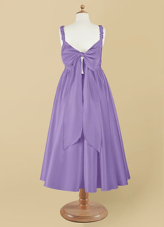 Azazie Cutie Pie Flower Girl Dresses Tahiti A-Line Pleated Matte Satin Dress image8