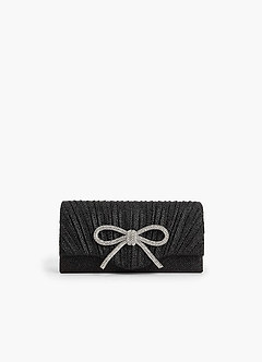 front Pochette à rabat plissée avec nœud en strass