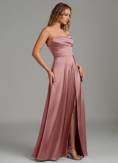 Azazie Niveah Bridesmaid Dresses Dusty Rose A-Line Strapless Stretch Satin Convertible Dress image7