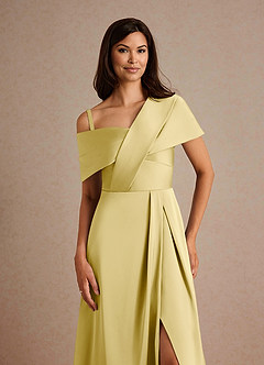 Azazie Milton Klänningar till brudens mor Klänning A-Line i Stretch Satin Plisserad Citronsorbet image3