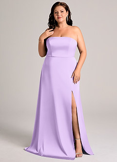 Azazie Wren Bridesmaid Dresses Lilac A-Line Strapless Stretch Satin Convertible Dress image3
