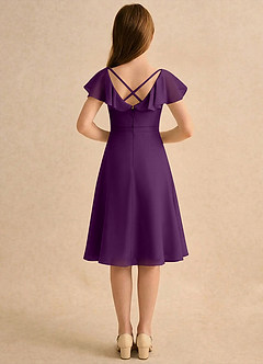 Azazie Narin Girls Formal Abiti da Ragazza di Fiori Abito A-Line in Chiffon Con Maniche Uva image2