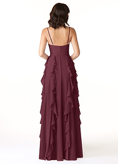Azazie Peyton Brautjungfernkleider A-Linie Gestreift Chiffon Kleid Cabernetrot image2