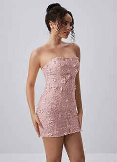 Genevrielle Rosa 3D-Blumen-Paillettenstickerei-Perlen-Mesh-Minikleid image3
