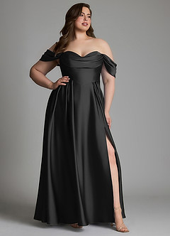 Azazie Loisa Brudtärnklänningar Klänning av A-linje i Stretch Satin Off the shoulder Svart image13