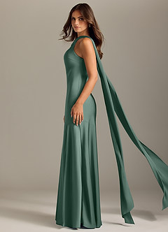 Azazie Kinsley Bridesmaid Dresses Eucalyptus Mermaid Side Slit Stretch Satin Dress image4