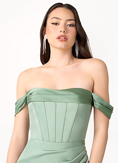 Nicole Aloe Green and Pistachio Contrast Maxi Dress image4