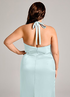 Azazie Valerie Jurken voor bruidsmeisjes Jurk van Stretch Satijn met Zeemeermin Geplooid Zeeglas image8