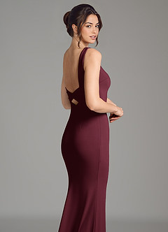 Azazie Gwen Bridesmaid Dresses Cabernet Mermaid Pleated Premium Stretch Jersey Dress image7