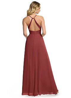 Azazie Davis Bridesmaid Dresses Terracotta A-Line V-Neck Chiffon Dress image5