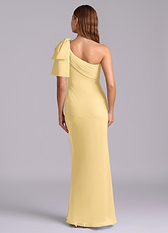 Azazie Yuanna Bridesmaid Dresses Butter Mermaid One Shoulder Chiffon Dress image2